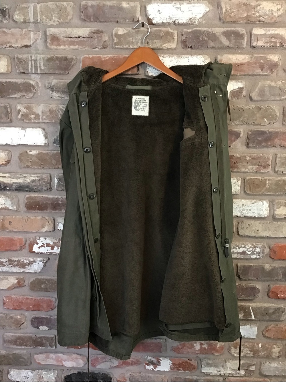 VINTAGE 1988 Men's Olive Green Hooded GERMEN Military Parka Jacket - Picture 5 of 6